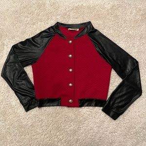Black and Dark Red short Baseball Jacket